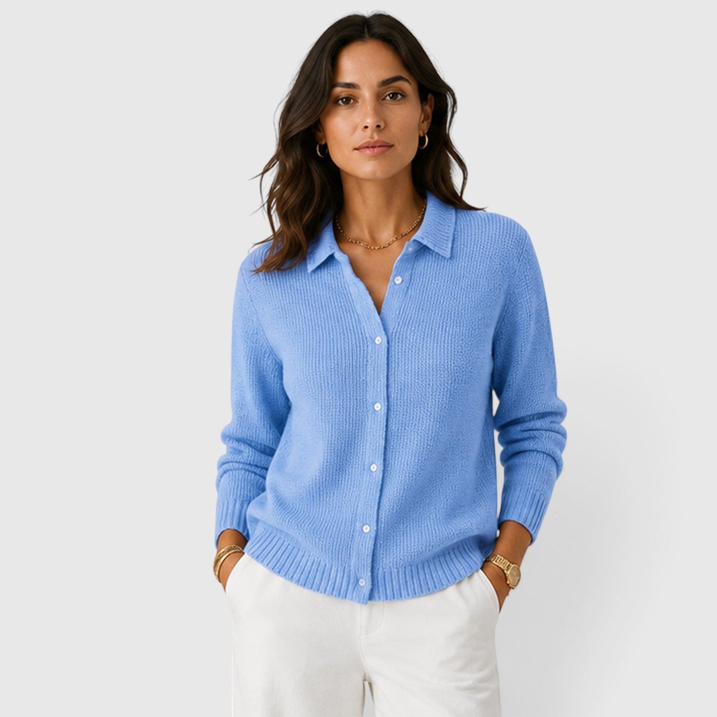 Cardigan Donna con Revers e Bottoni