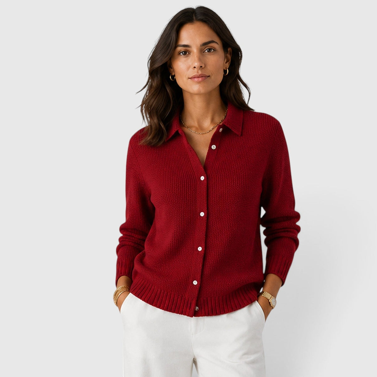 Cardigan Donna con Revers e Bottoni