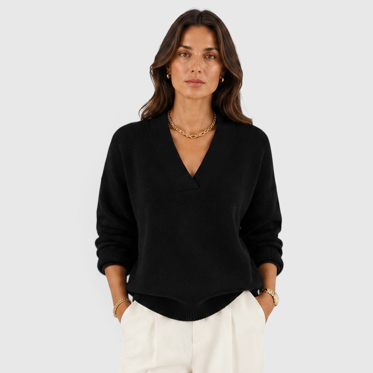 Maglione Donna Scollo a V in Maglia Morbida