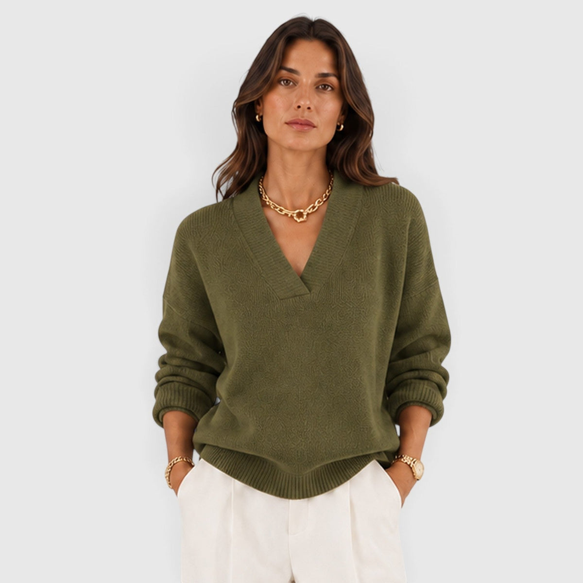 Maglione Donna Scollo a V in Maglia Morbida