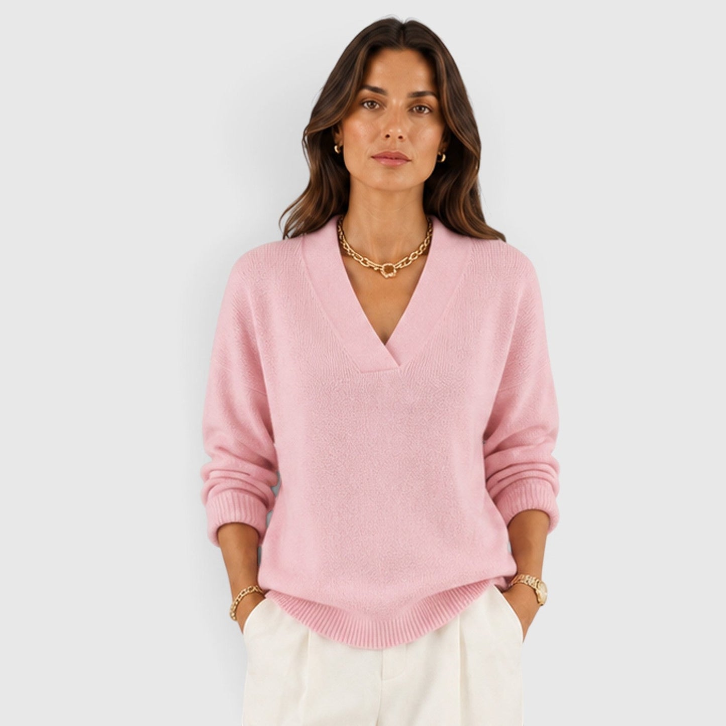 Maglione Donna Scollo a V in Maglia Morbida