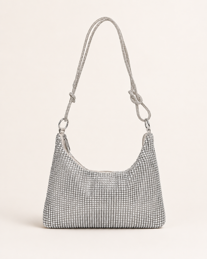 Borsa a Spalla Donna con Strass e Tracolla a Catena