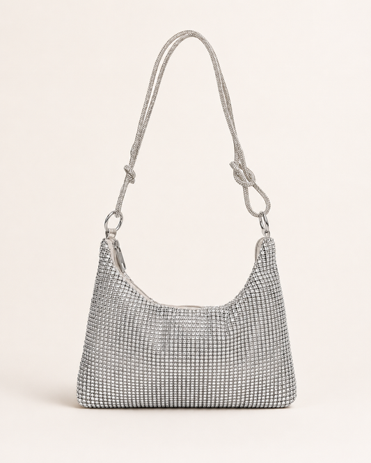 Borsa a Spalla Donna con Strass e Tracolla a Catena