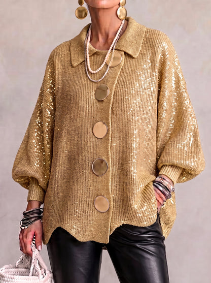 Karin | Cardigan Oversize Donna con Bottoni Dorati