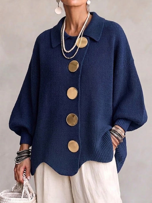Karin | Cardigan Oversize Donna con Bottoni Dorati