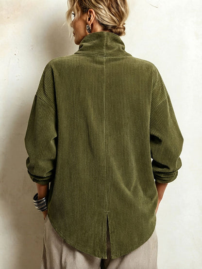 Caterina | Maglione Donna in Velluto a Coste con Collo Alto