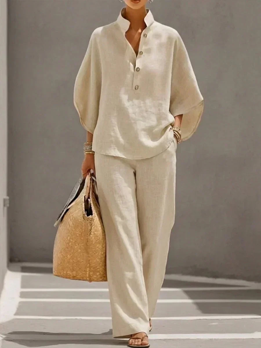 Greta | Completo Donna in Lino con Maniche a Pipistrello