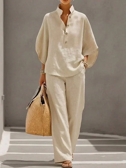 Greta | Completo Donna in Lino con Maniche a Pipistrello