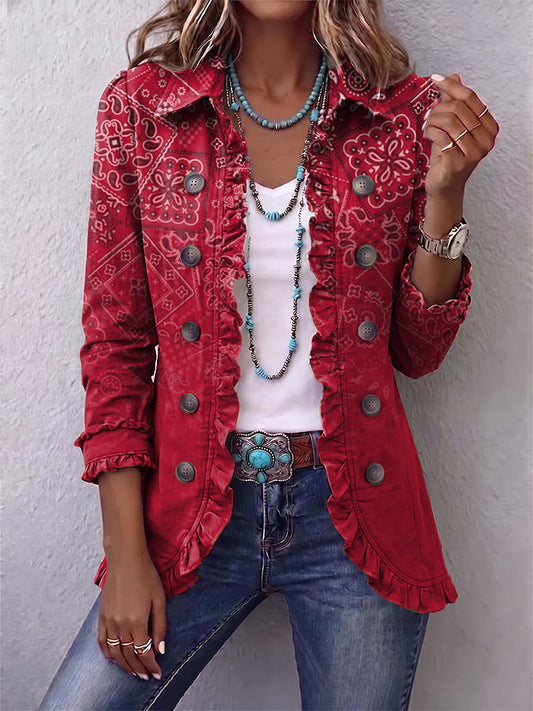 Clotilde | Giacca Donna Paisley Degradé con Volant