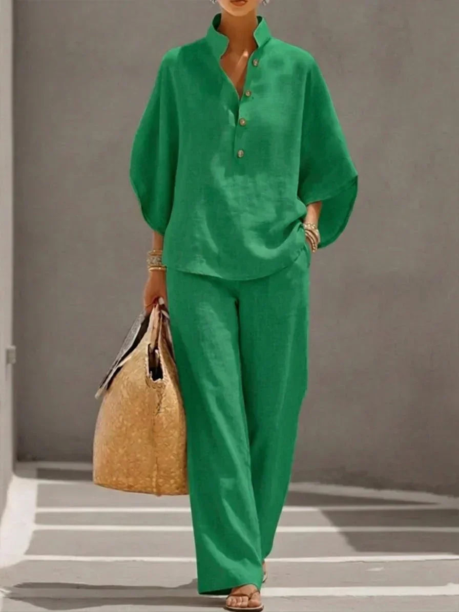 Greta | Completo Donna in Lino con Maniche a Pipistrello