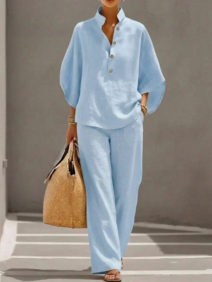 Greta | Completo Donna in Lino con Maniche a Pipistrello