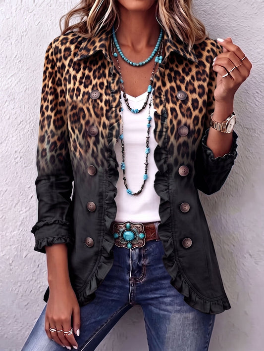 Sabina | Blazer Donna Leopardo Nero con Volant