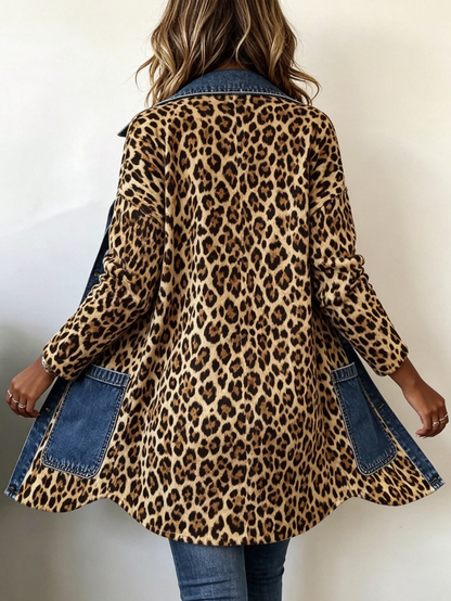 Lorena | Giacca Lunga Donna Leopardo e Denim