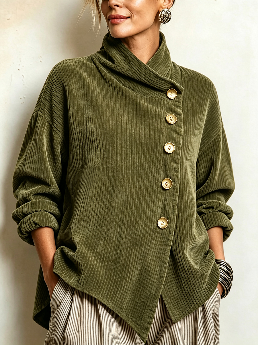 Caterina | Maglione Donna in Velluto a Coste con Collo Alto