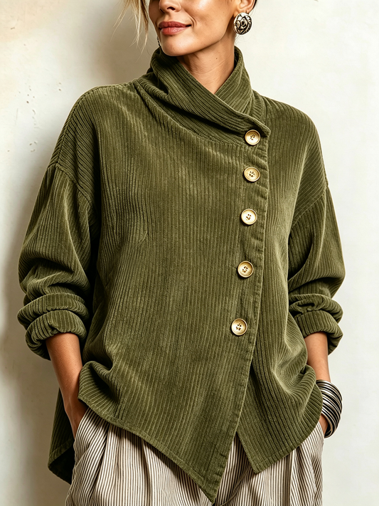 Caterina | Maglione Donna in Velluto a Coste con Collo Alto