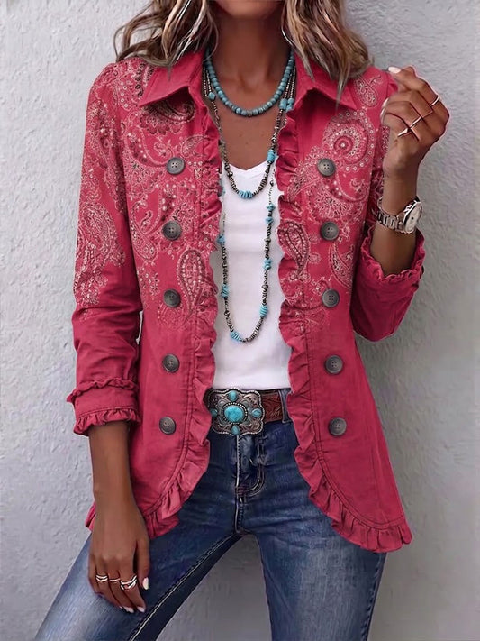 Adoración | Giacca Donna Paisley Rosa con Volant