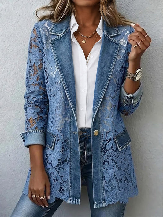 Alicia | Blazer Donna con Inserti in Pizzo Floreale