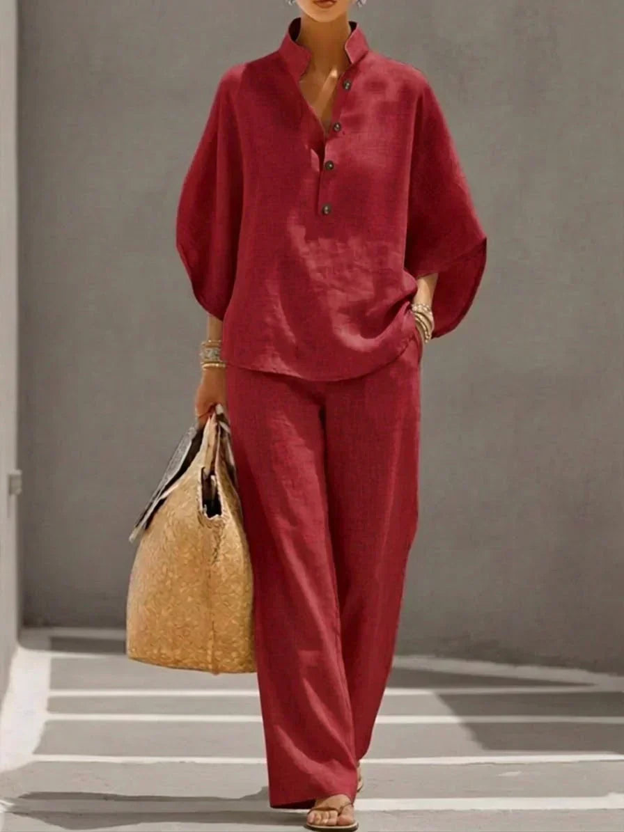 Greta | Completo Donna in Lino con Maniche a Pipistrello