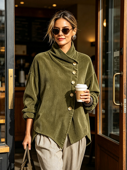 Caterina | Maglione Donna in Velluto a Coste con Collo Alto