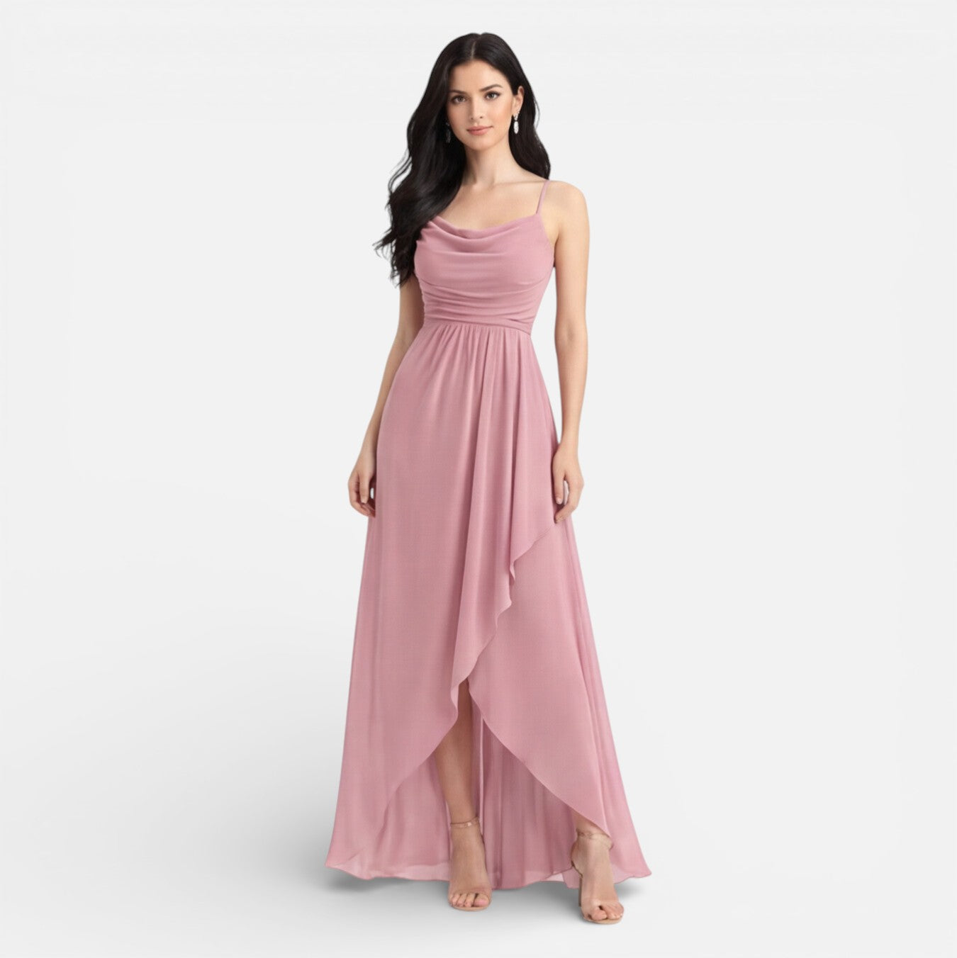 Abito Lungo Donna in Chiffon Rosa da Damigella