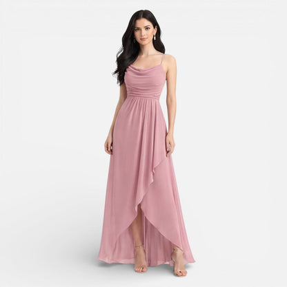 Abito Lungo Donna in Chiffon Rosa da Damigella