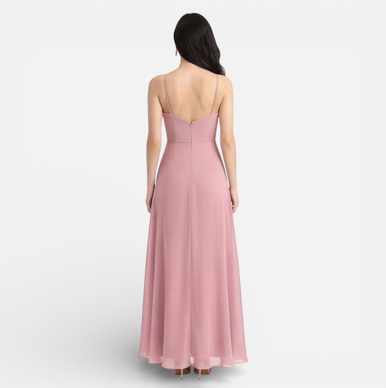 Abito Lungo Donna in Chiffon Rosa da Damigella