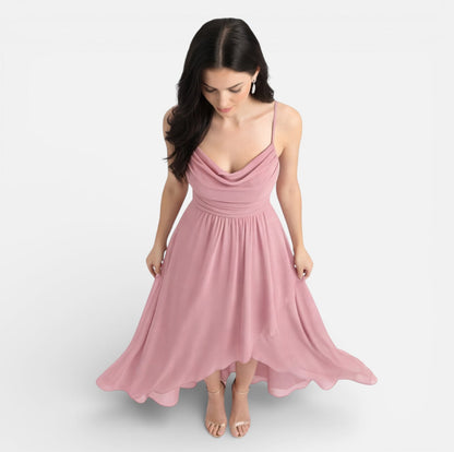 Abito Lungo Donna in Chiffon Rosa da Damigella