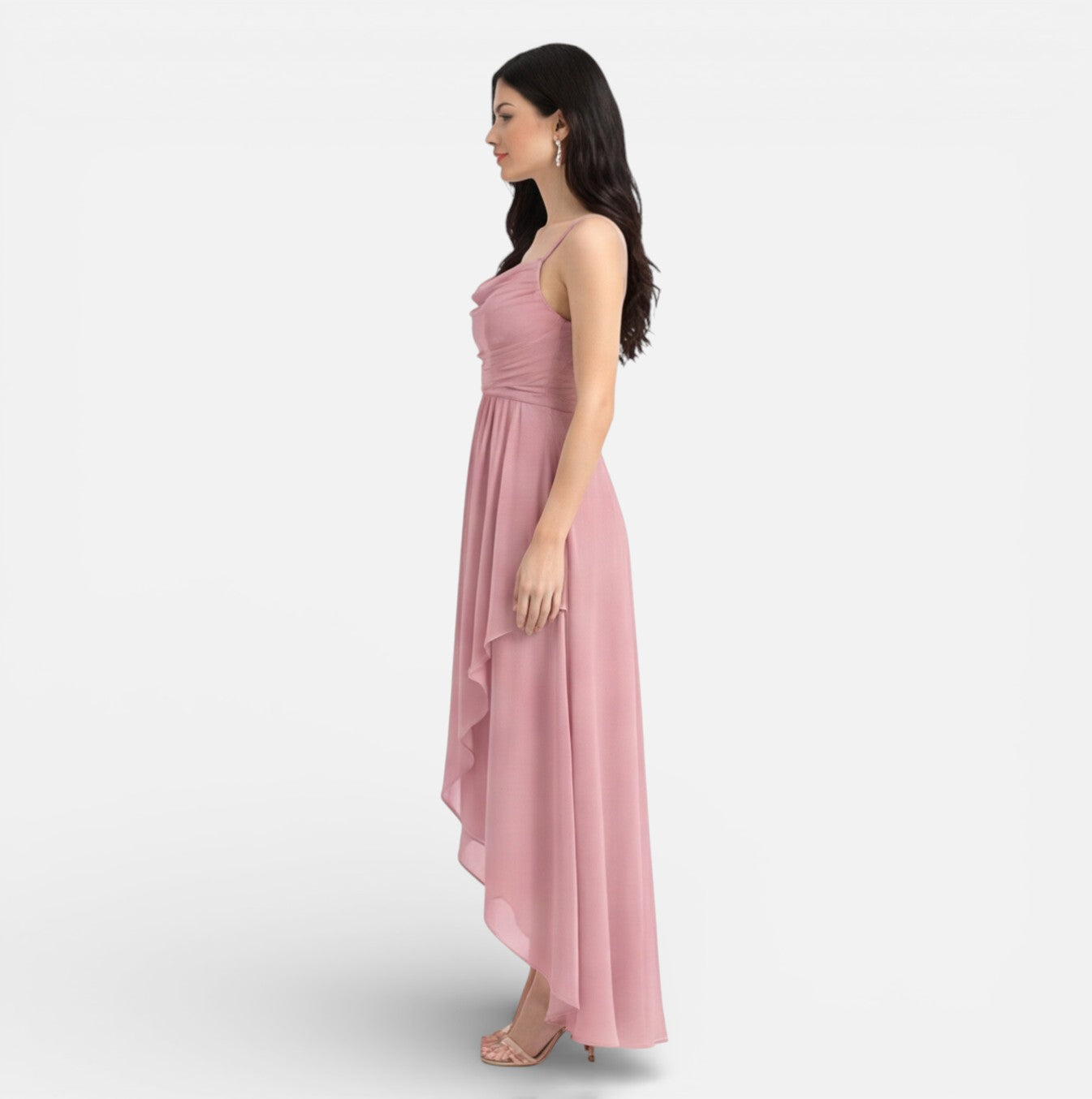 Abito Lungo Donna in Chiffon Rosa da Damigella