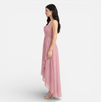 Abito Lungo Donna in Chiffon Rosa da Damigella