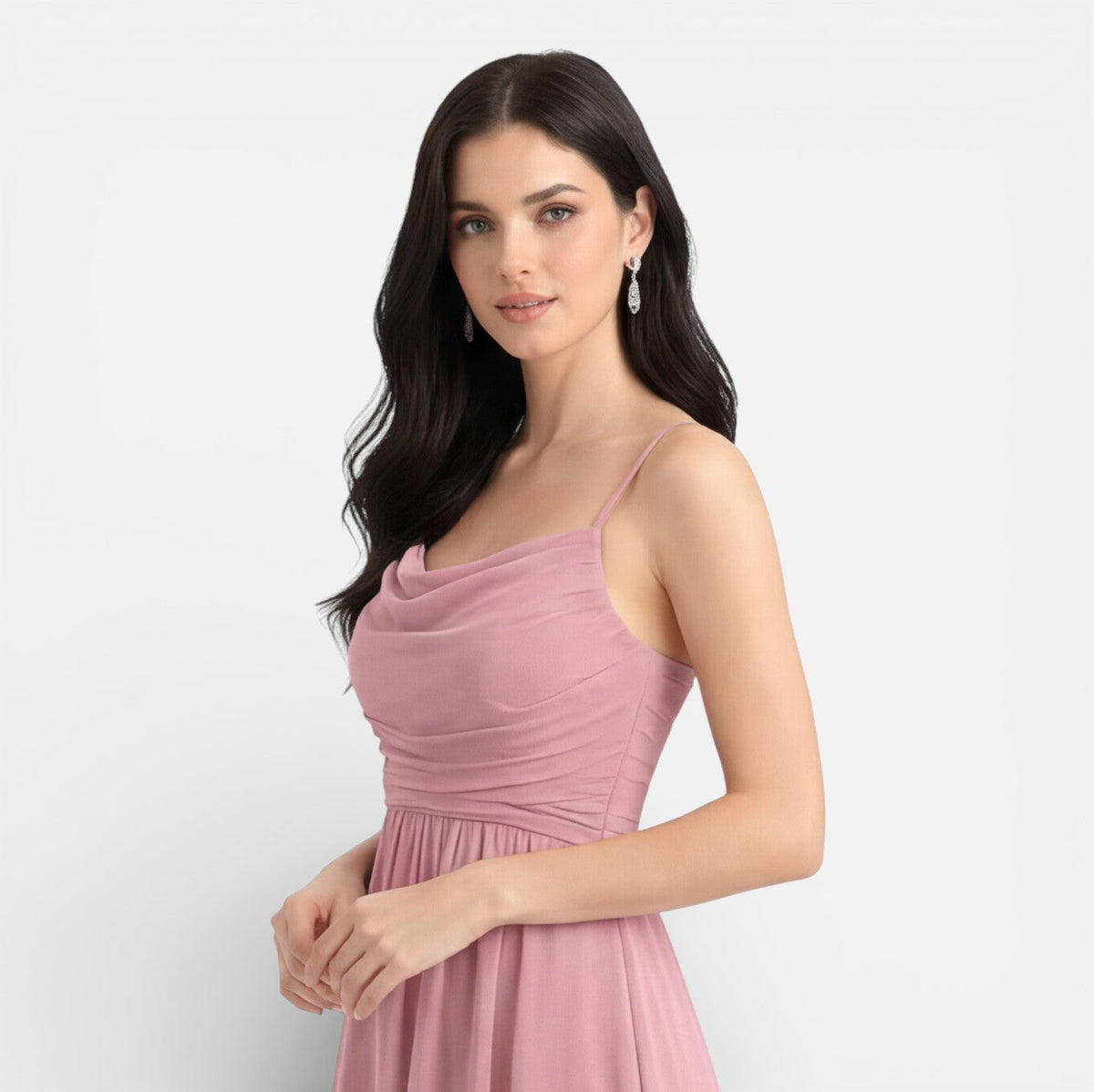 Abito Lungo Donna in Chiffon Rosa da Damigella