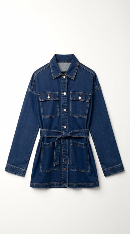 Giacca Donna in Jeans con Cintura