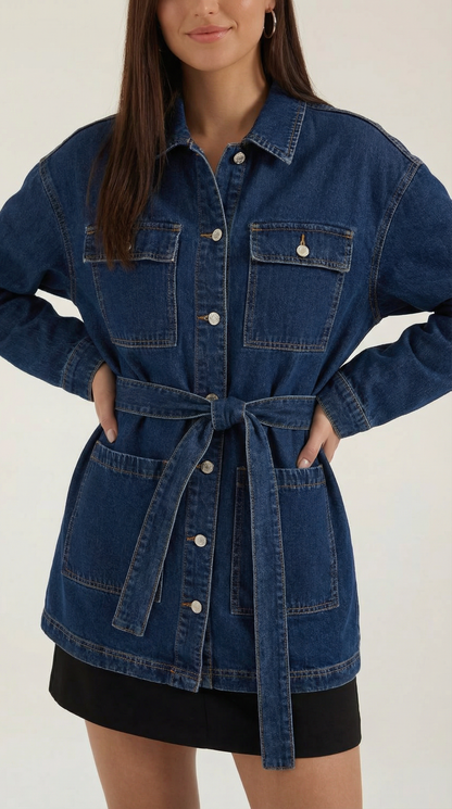 Giacca Donna in Jeans con Cintura