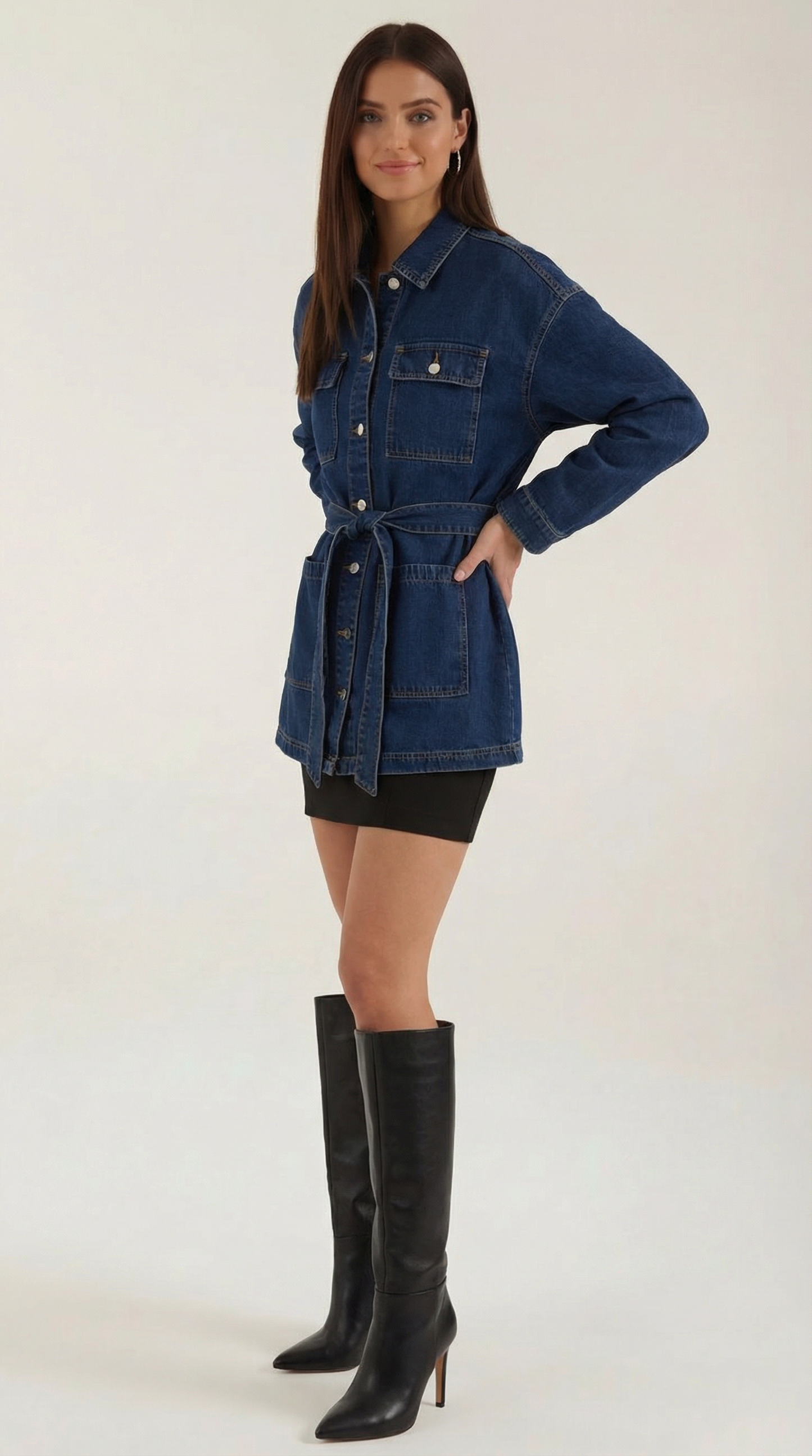Giacca Donna in Jeans con Cintura