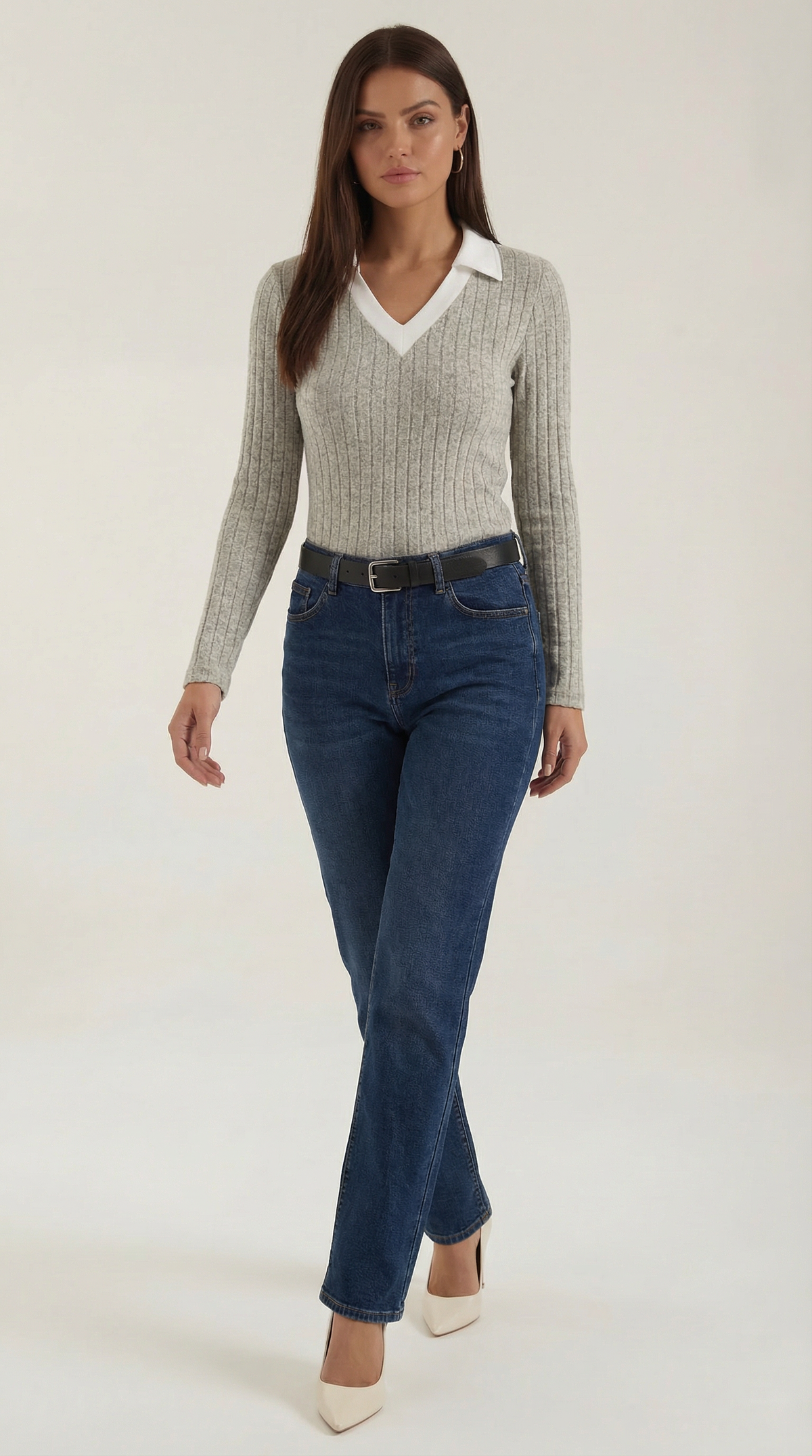 Top Donna a Coste con Maniche Lunghe