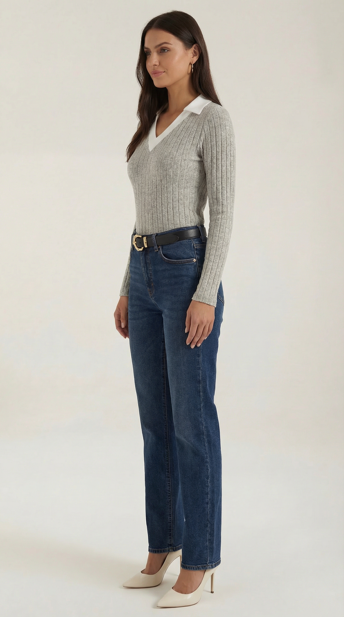 Top Donna a Coste con Maniche Lunghe