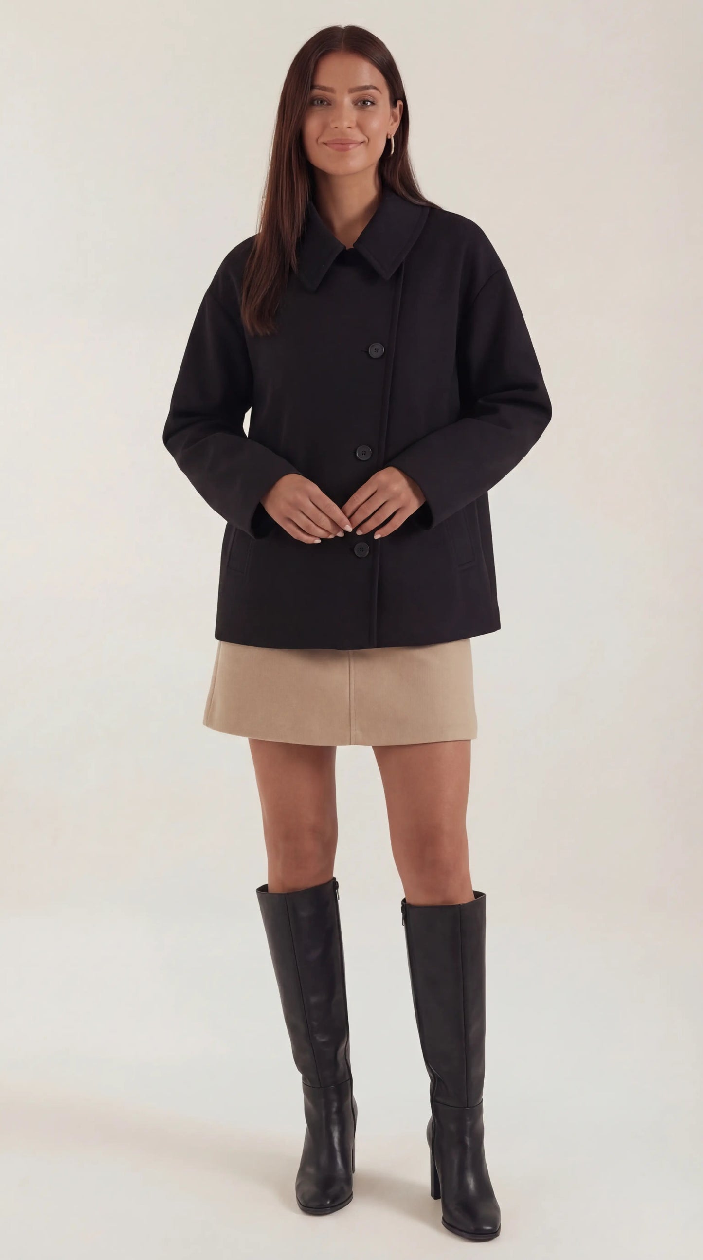 Cappotto Oversize Donna con Chiusura Asimmetrica