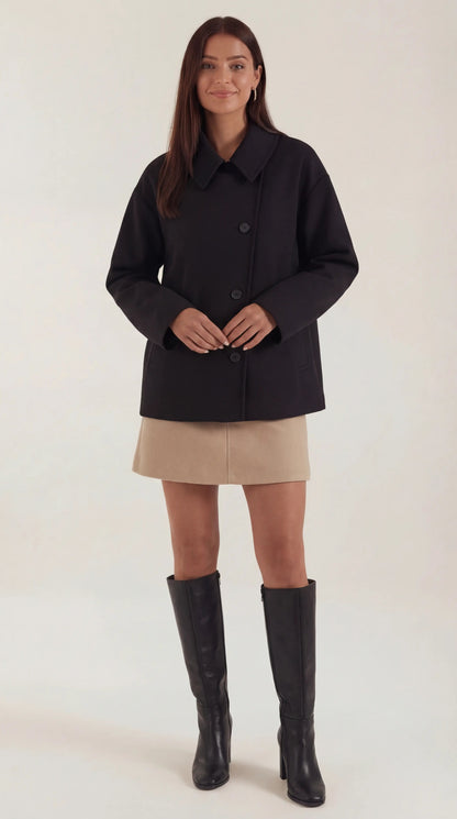 Cappotto Oversize Donna con Chiusura Asimmetrica