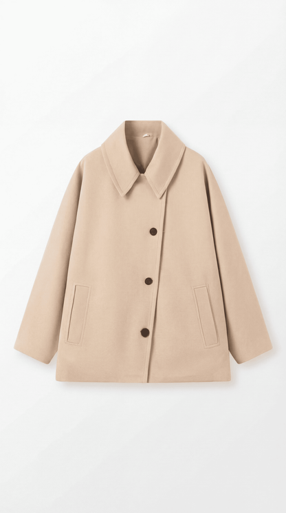 Cappotto Oversize Donna con Chiusura Asimmetrica