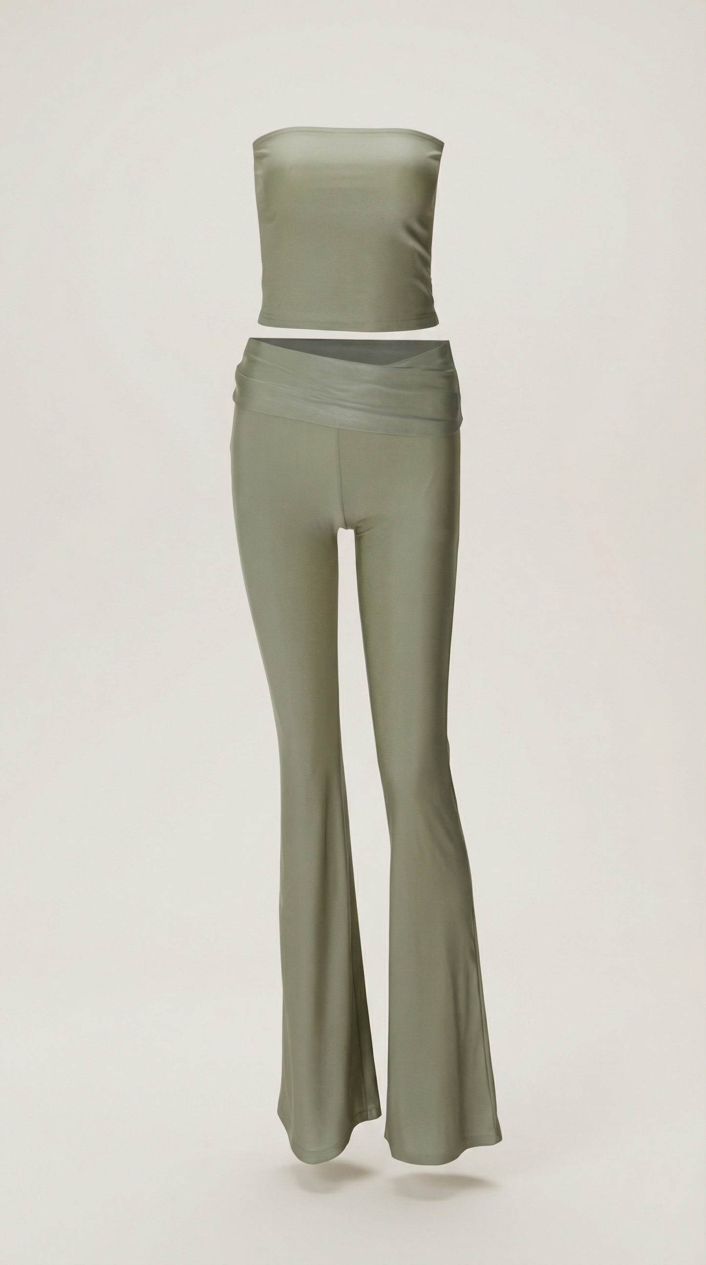Completo Donna Top Bandeau e Pantaloni Svasati
