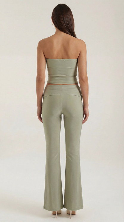 Completo Donna Top Bandeau e Pantaloni Svasati