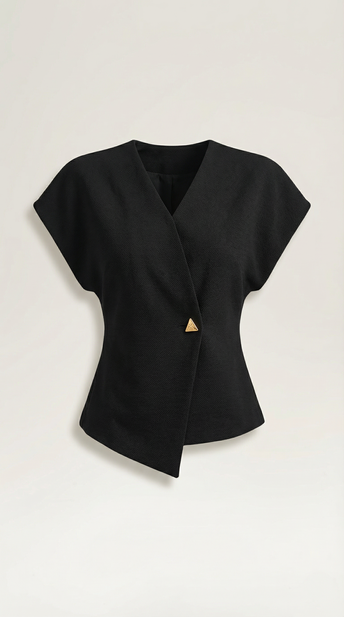 Blusa Donna con Scollo a V in Tessuto Strutturato