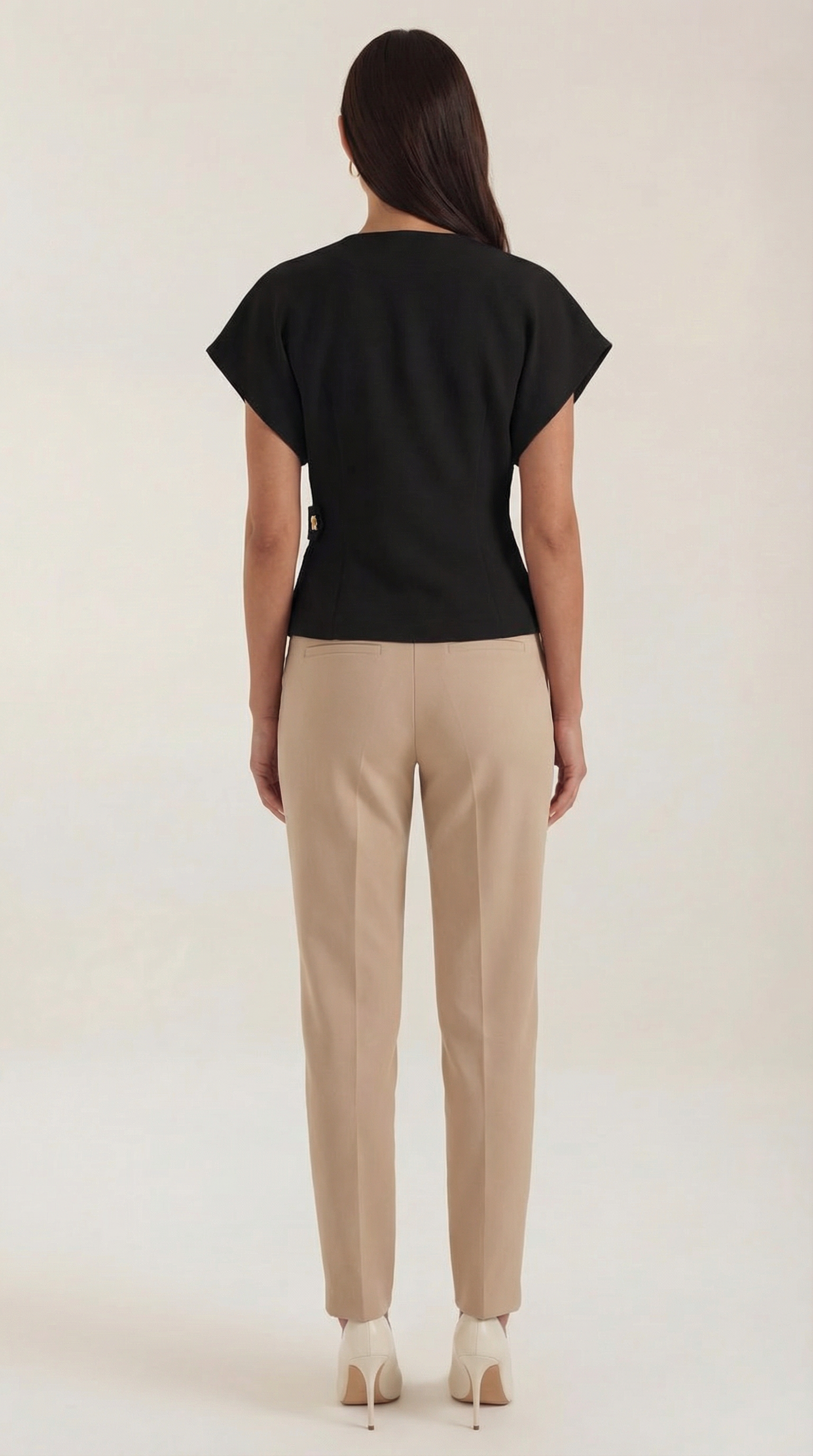 Blusa Donna con Scollo a V in Tessuto Strutturato