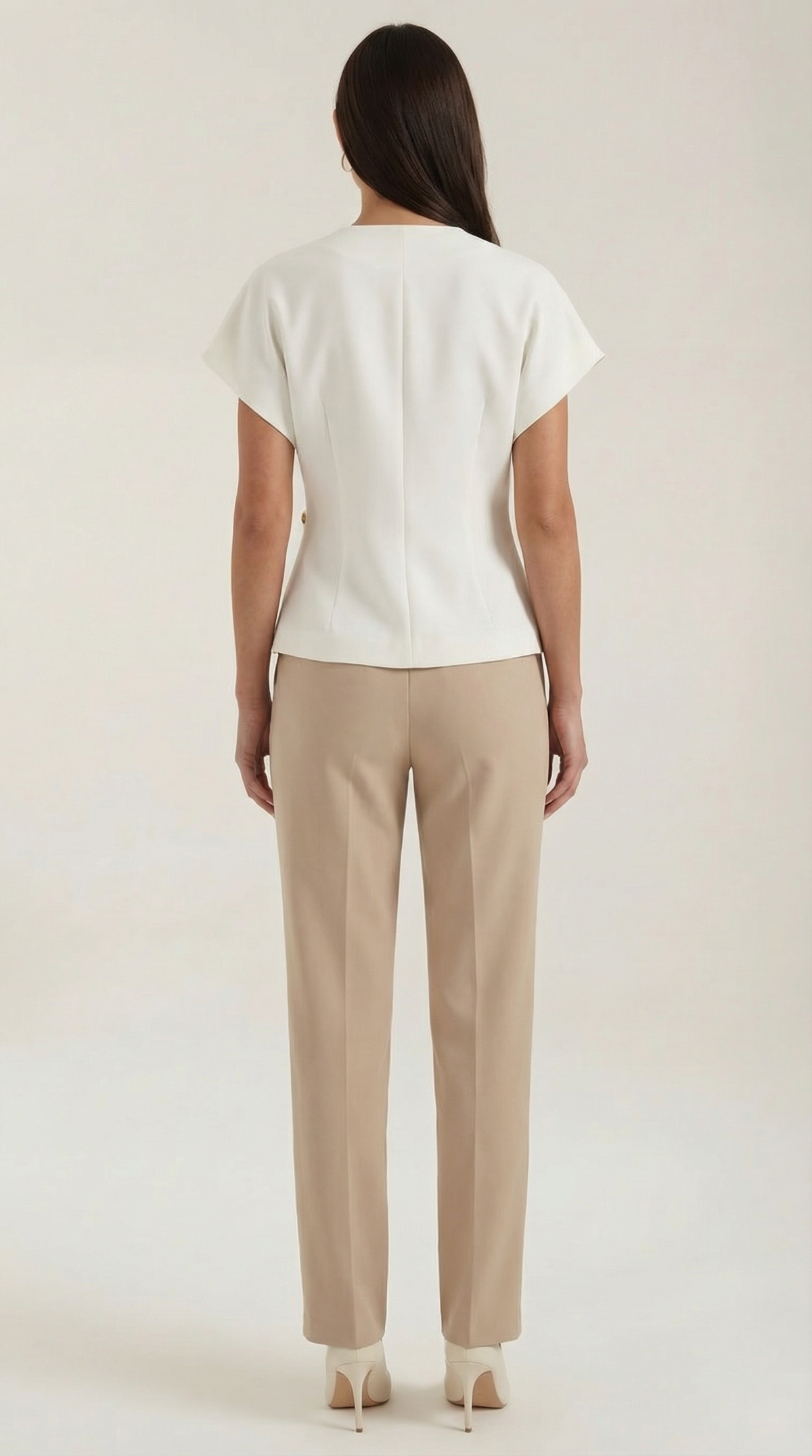Blusa Donna con Scollo a V in Tessuto Strutturato