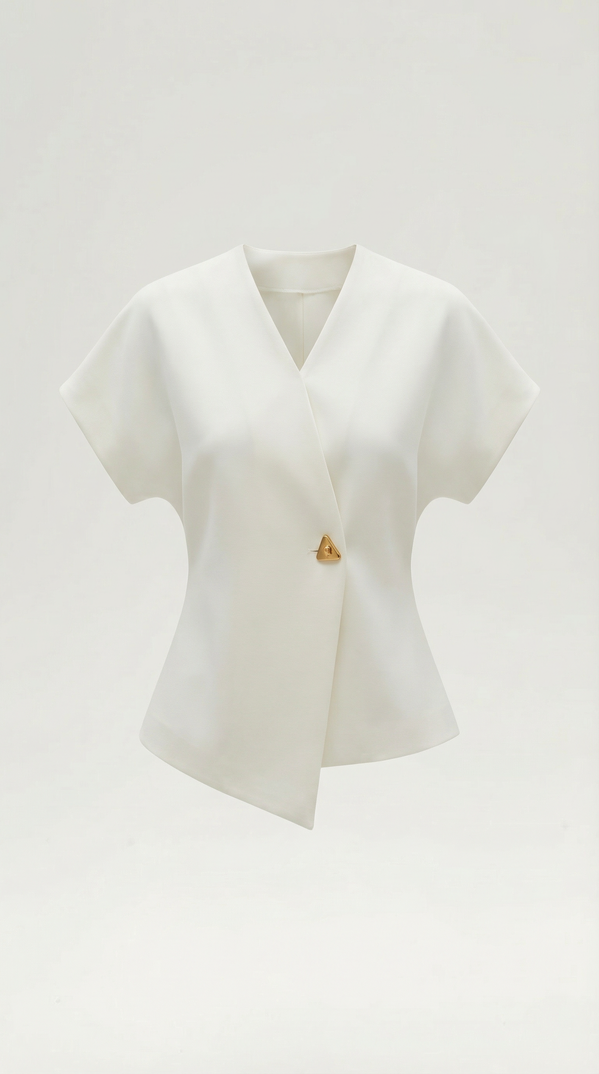 Blusa Donna con Scollo a V in Tessuto Strutturato