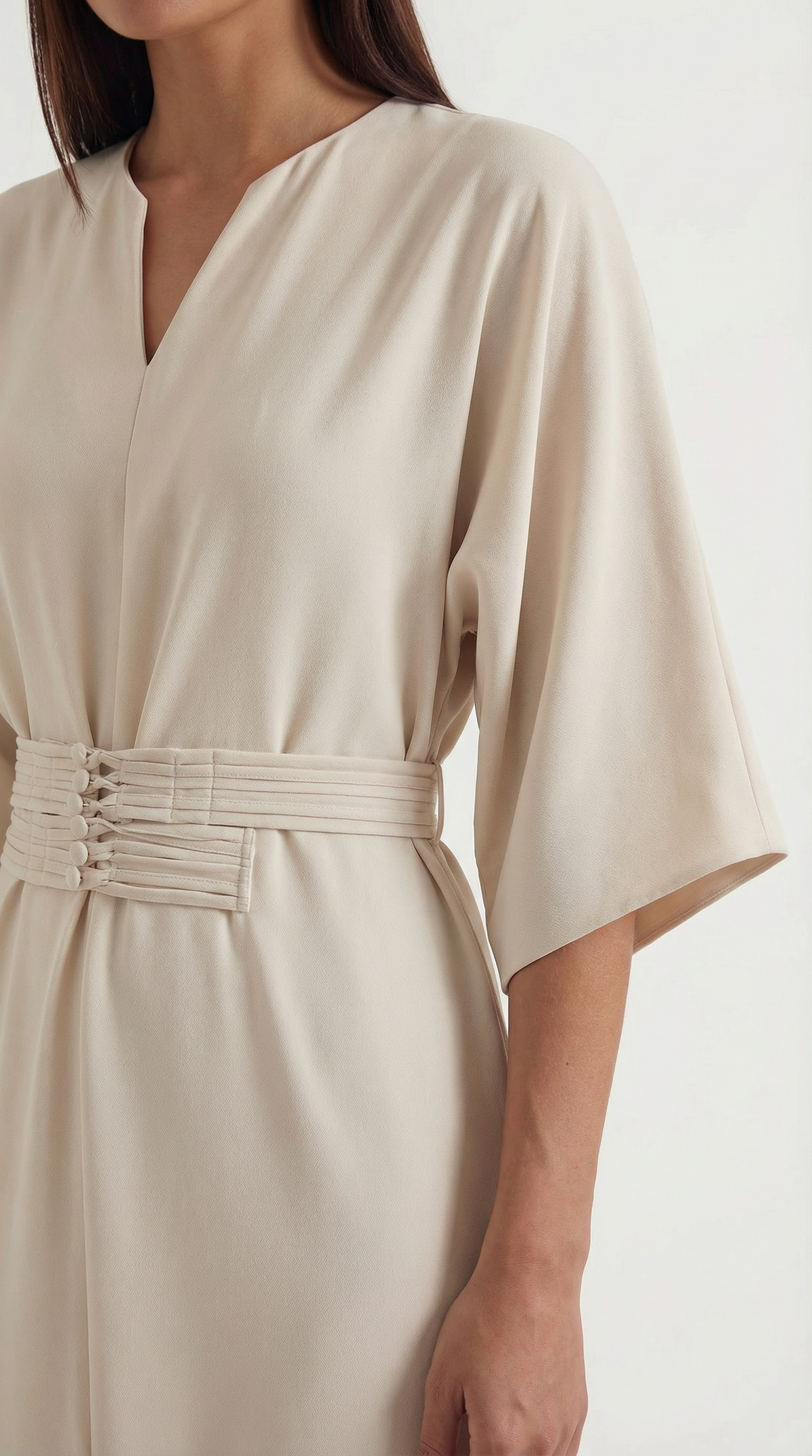 Abito Lungo Donna Tunica con Cintura Ruché