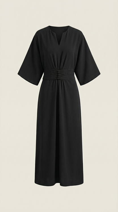 Abito Lungo Donna Tunica con Cintura Ruché