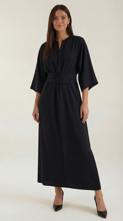Abito Lungo Donna Tunica con Cintura Ruché