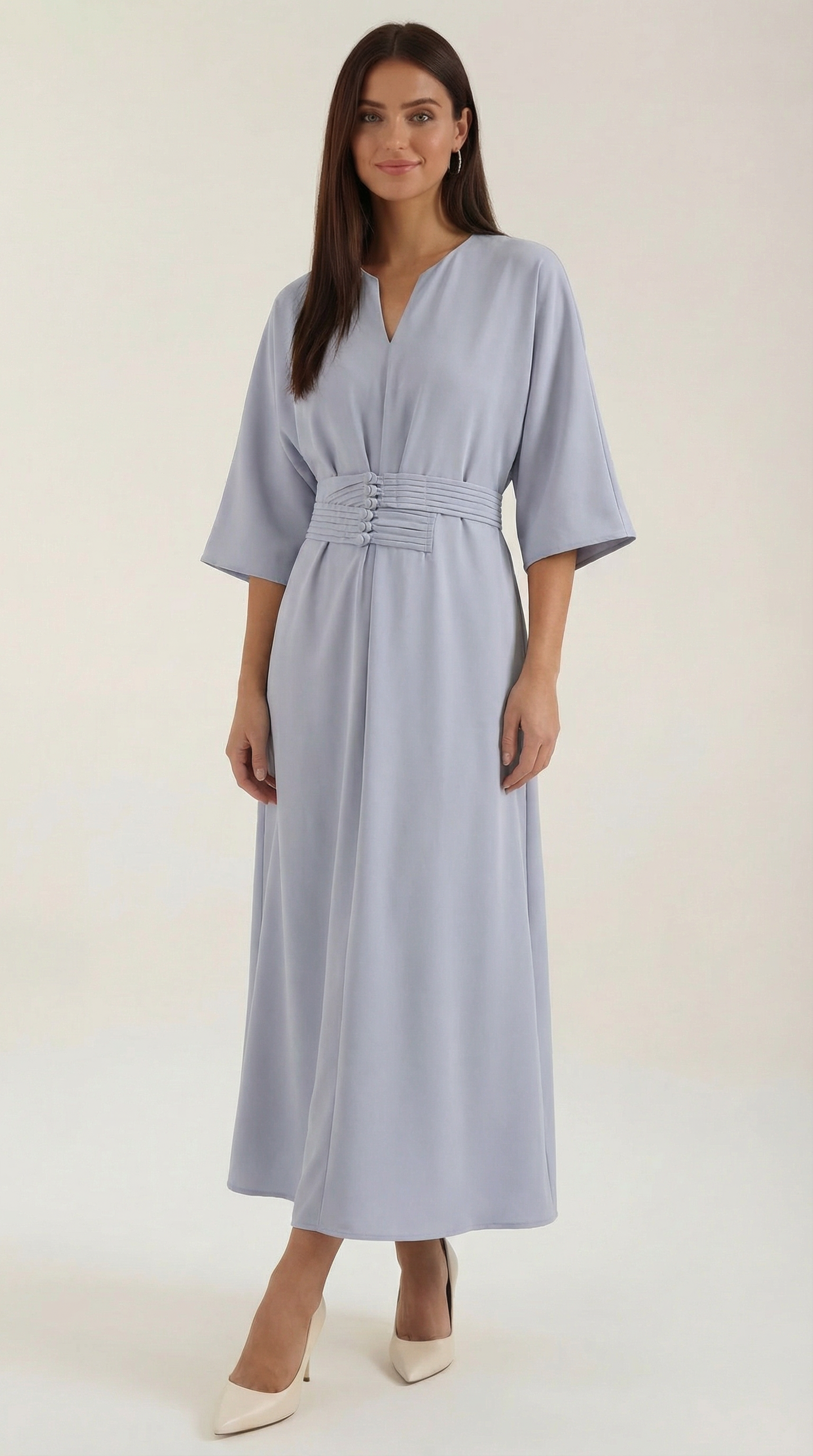 Abito Lungo Donna Tunica con Cintura Ruché