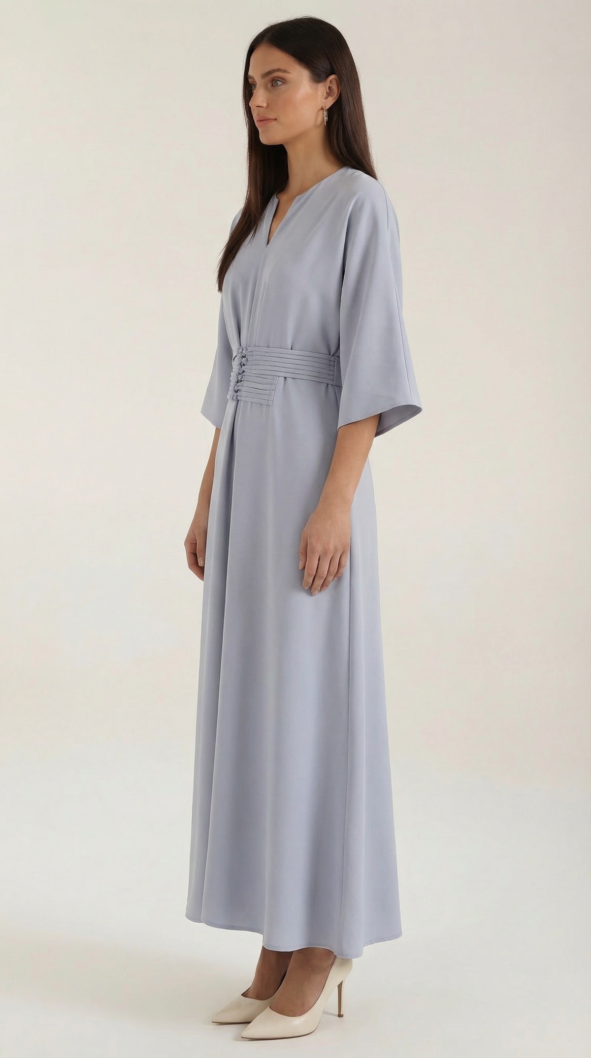 Abito Lungo Donna Tunica con Cintura Ruché
