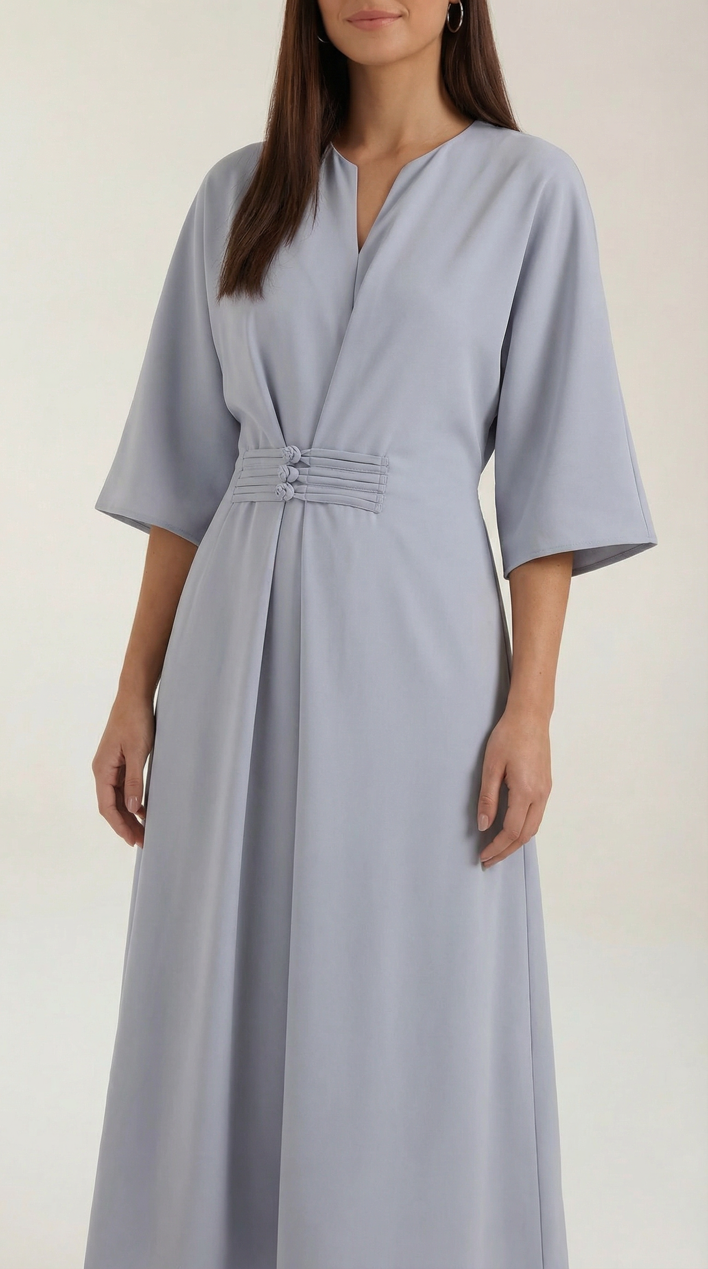 Abito Lungo Donna Tunica con Cintura Ruché